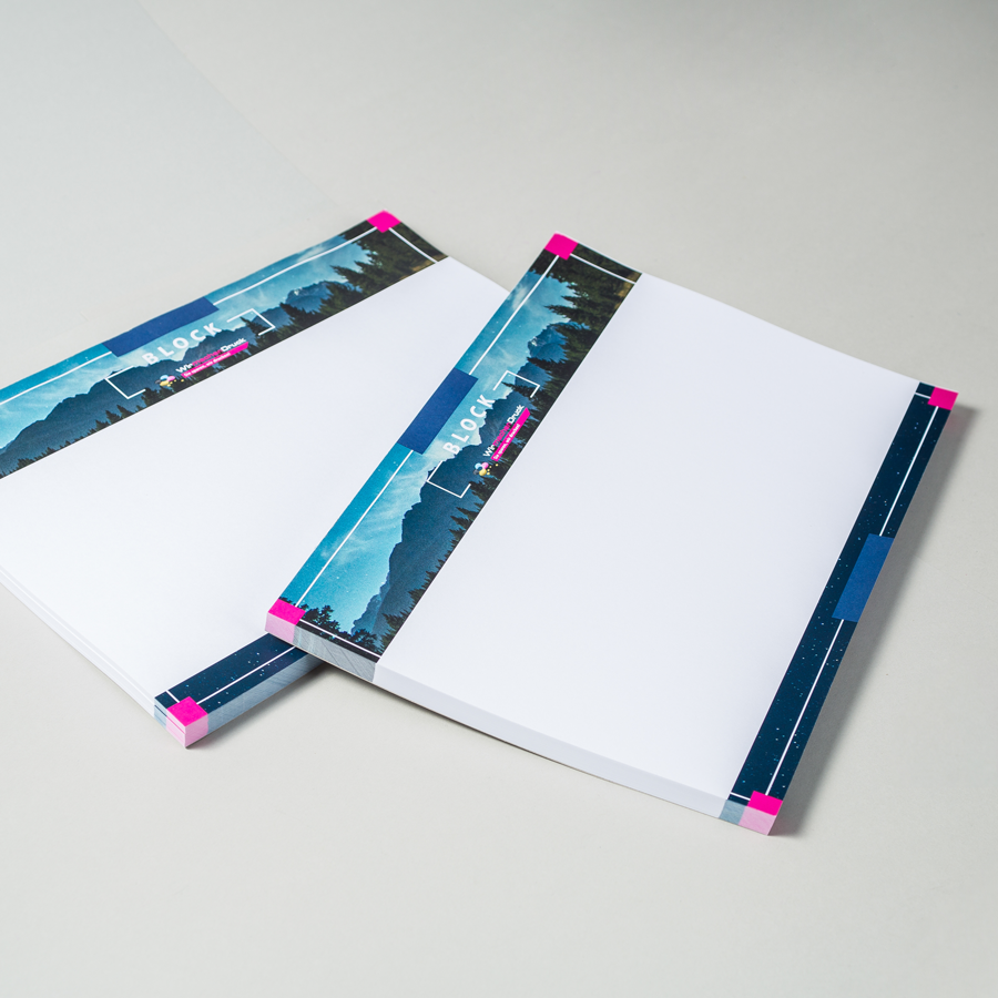 Block mit Leimbindung, DIN A2 quer, 25 Blatt, 4/0 farbig einseitig