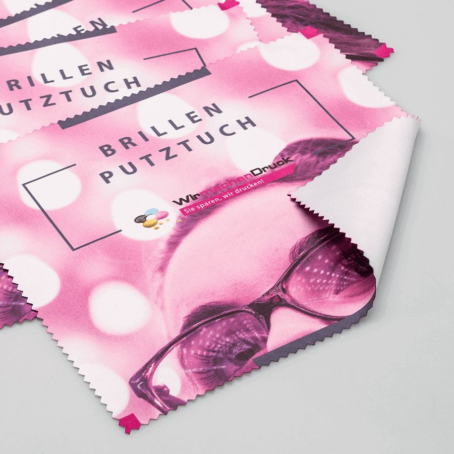 Brillenputztuch klein (15 x 10 cm), einseitig bedruckt in brillanter