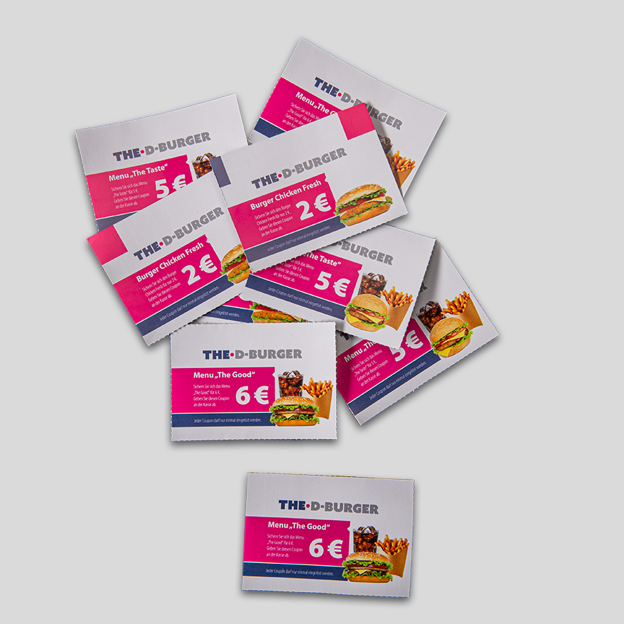 500 Stk. Couponbögen perforiert 18 Coupons, beidseitig 4/4-farbig bedruckt