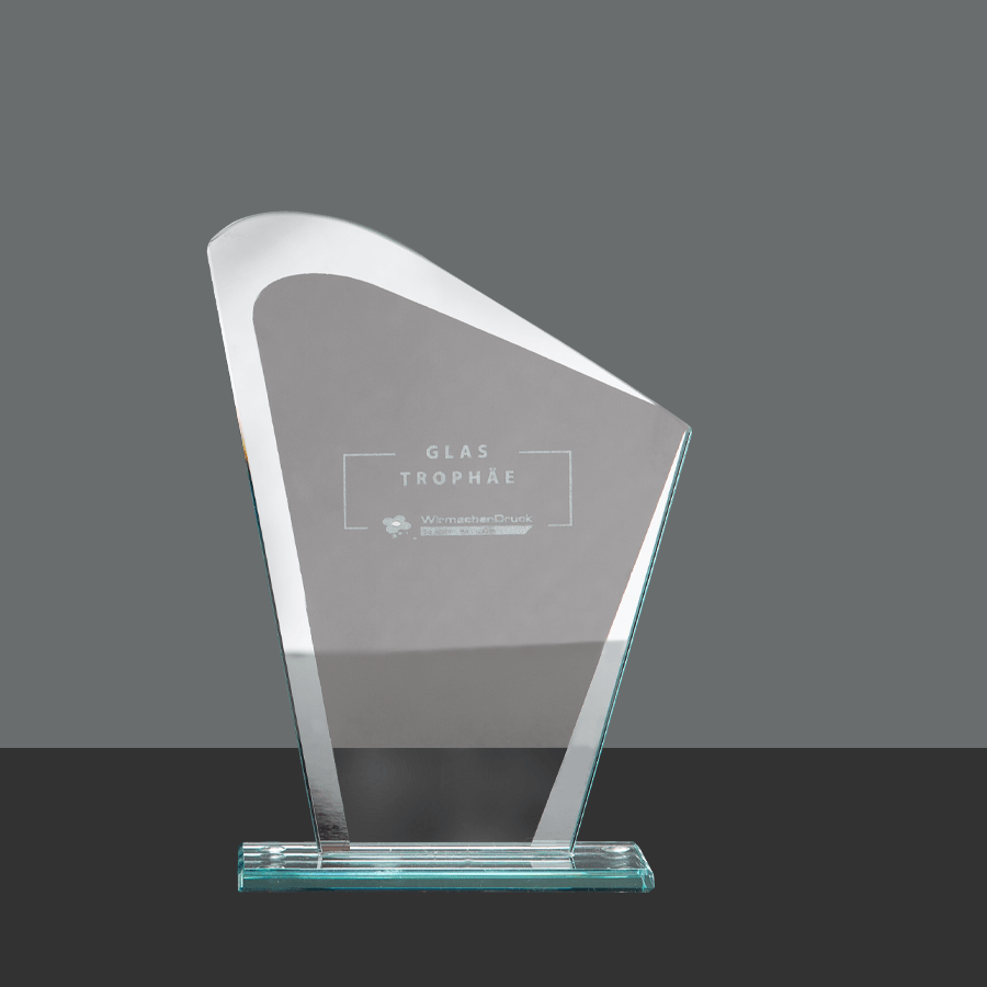 1 Stk. Glas-Trophäe HARFE mittel, 13,0 x 18,5 cm mit einseitiger Lasergravur