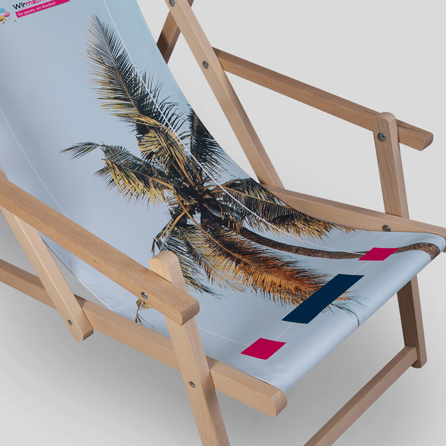 Hochwertiger Liegestuhl Classic mit Armlehnen, Liegenbezug 4-farbig
