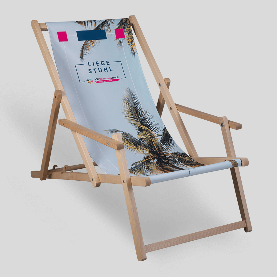 Hochwertiger Liegestuhl Classic mit Armlehnen, Liegenbezug 4-farbig