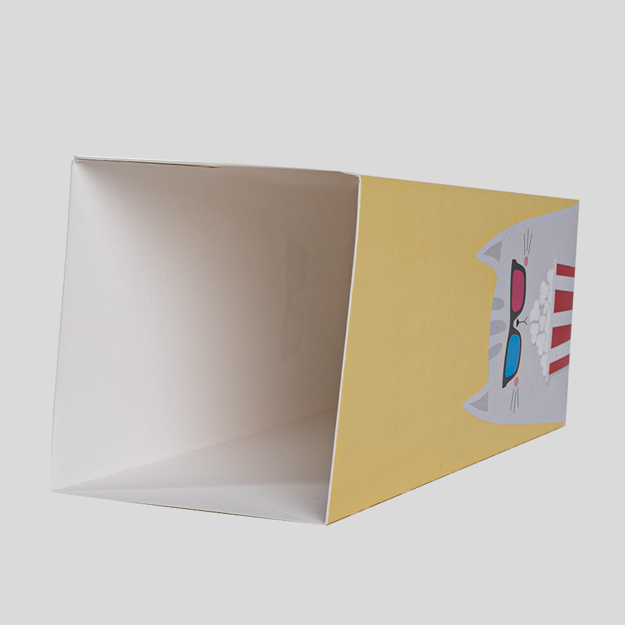 Popcorn Schachtel mit Steckboden (10,3 x 10,3 x 16 cm) einseitig