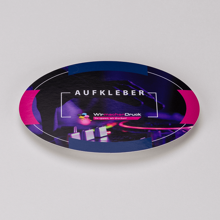 PVC freie Aufkleber 4 0 Farbig Bedruckt Oval oval Konturgeschnitten 