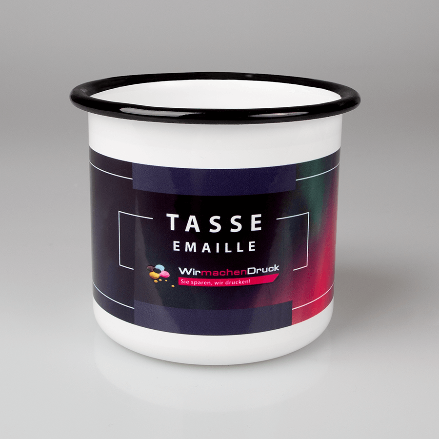3 Stk. Robuste Emaille Tasse, bedruckt in brillanter Fotoqualität mit Ihrem Motiv