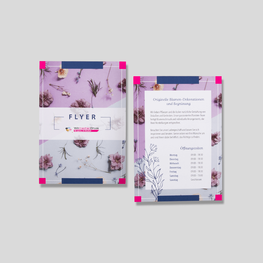 Beidseitig bedruckter Flyer ohne Falz