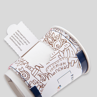 Öko-Coupon-Pappbecher mit individuellem Druck und perforierter Couponlasche