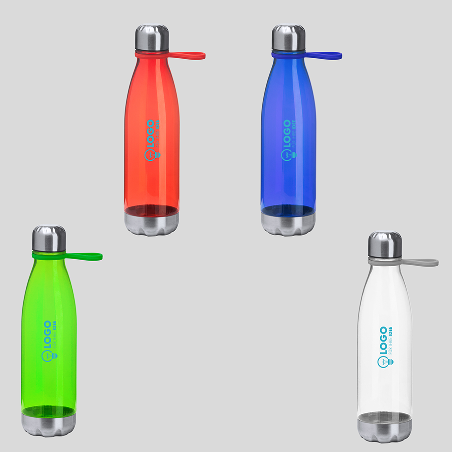 Transparente Sportflaschen (700 ml) in verschiedenen Farben, individuell bedruckt